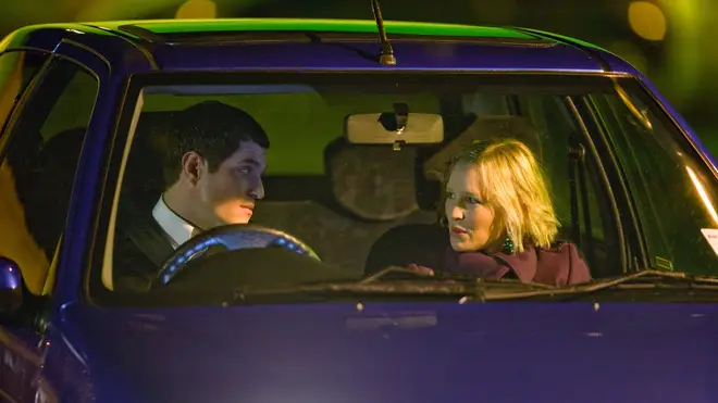 Mat Horne and Joanna Page at the filming of the 2008 Christmas special of Gavin and Stacey