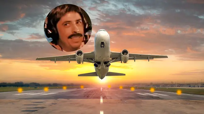 Dave Grohl flying an aeroplane