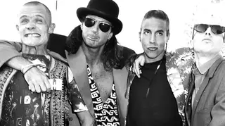 Flea, Chad Smith, Anthony Kiedis and John Frusciante of Red Hot Chili Peppers at the 1989 MTV Video Music Awards