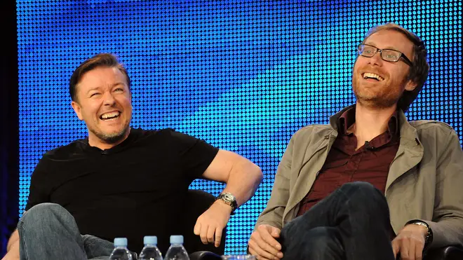 Ricky Gervais and Stephen Merchant  in California in 2010