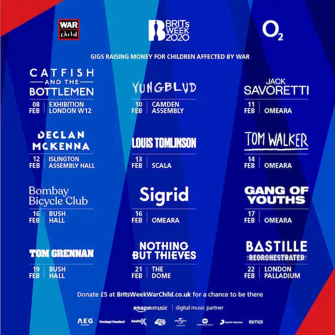 BRITs Week Together with O2 for War Child 2020 first line-up announcement