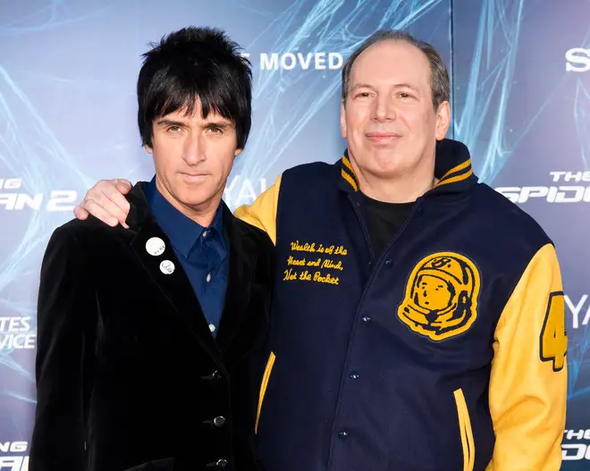 Johnny Marr and composer Hans Zimmer attend "The Amazing Spider-Man 2" premiere at the Ziegfeld Theater on April 24, 2014 in New York City.