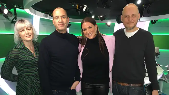 WWE legend Stephanie McMahon poses with Sunta Templeton, Johnny Vaughan and Gav 'The Woodman' Woods