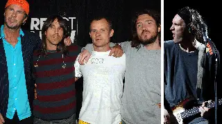 Red Hot Chili Peppers' Chad Smith, Anthony Kiedis, Flea and John Frusciante with former guitarist Josh Klingoffer inset