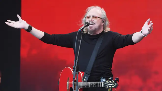 Barry Gibb performing at Glastonbury Festival 2017