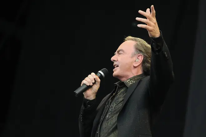 Neil Diamond performs on the Pyramid stage during day three of the Glastonbury Festival at Worthy Farm, Pilton on June 29, 2008