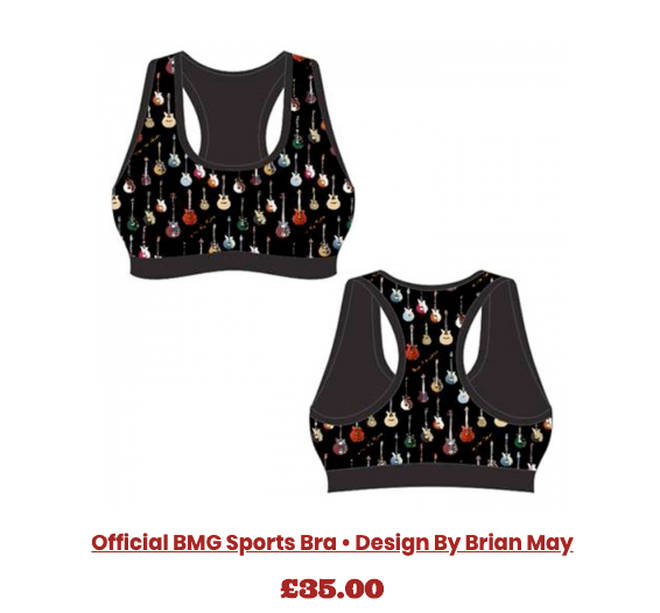 Brian May sells guitar-themed sports bra's on guitar website