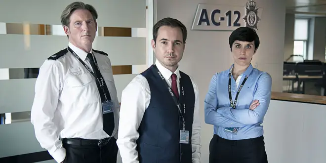 Line of Duty stars Adrian Dumbar, Vicky McClure and Martin Compston