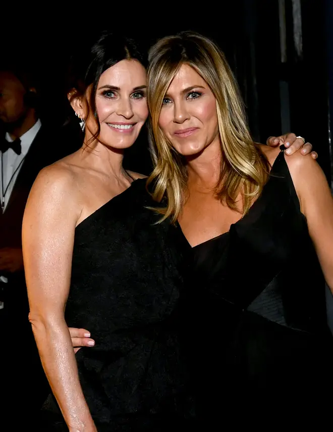 Courtney Cox and Jennifer Aniston attend the American Film Institute's 46th Life Achievement Award Gala Tribute to George Clooney at Dolby Theatre on June 7, 2018
