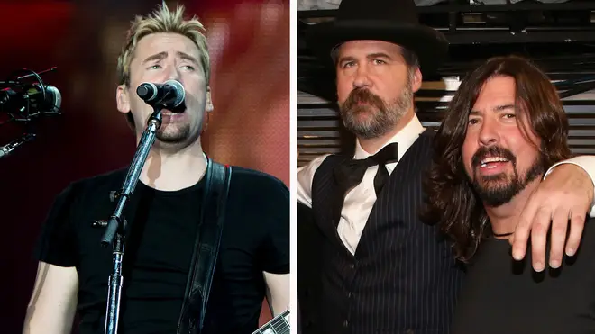 Nickleback's Chad Kroeger and former Nirvana bandmates Krist Noveselic and Dave Grohl