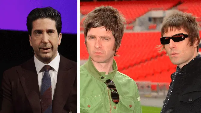David Schwimmer and former Oasis rockers Liam Gallagher and Noel Gallagher