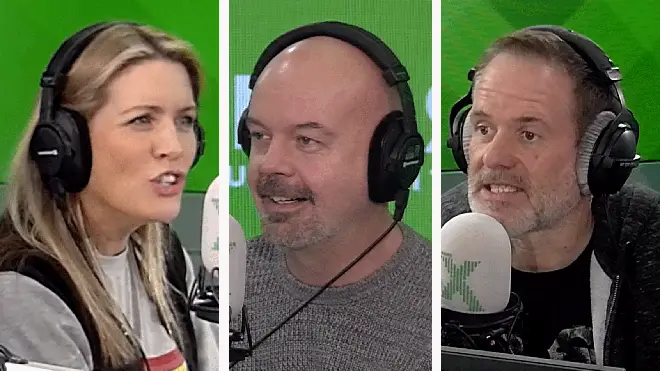 Pippa and Dom do the lip reading game with Chris Moyles