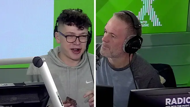Chris Moyles bets Sam can't eat a chocolate cake in 6 minutes