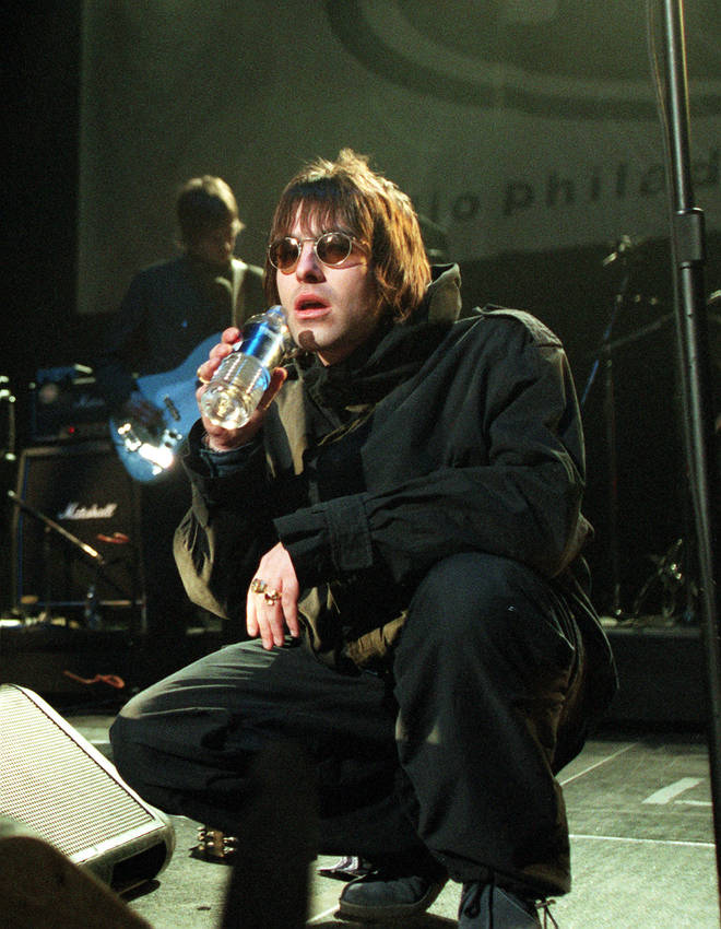 Oasis frontman Liam Gallagher plays live on stage at FEASTival in Philadelphia, Pennsylvania on December 3 1999.