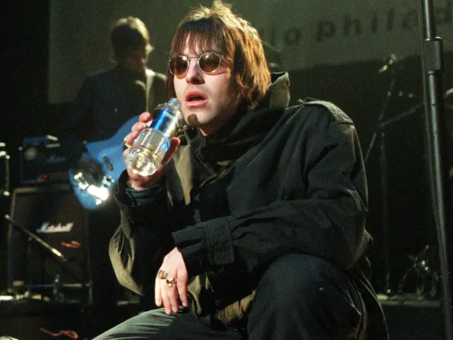 Oasis frontman Liam Gallagher plays live on stage at FEASTival in Philadelphia, Pennsylvania on December 3 1999.