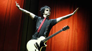 Billie Joe Armstrong from American rock group Green Day performs live on stage in the Netherlands in 2005. (