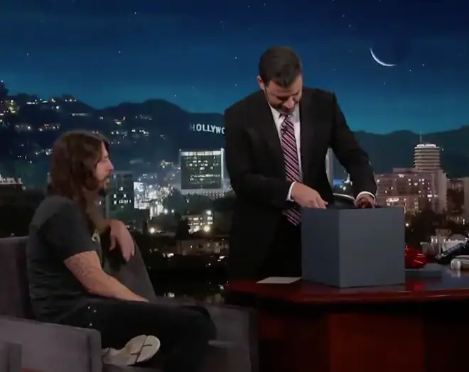 Jimmy Kimmel opens gift of severed head from Foo Fighters' Dave Grohl