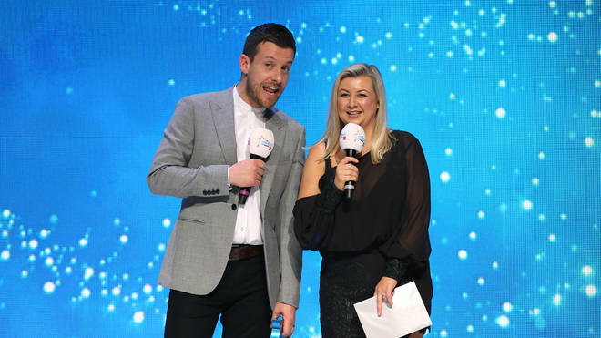 Chris Ramsey (left) and Rosie Ramsey present the award for Best Song of 2019 on stage at the Global Awards 2020 with Very.co.uk at London's Eventim Apollo Hammersmith.