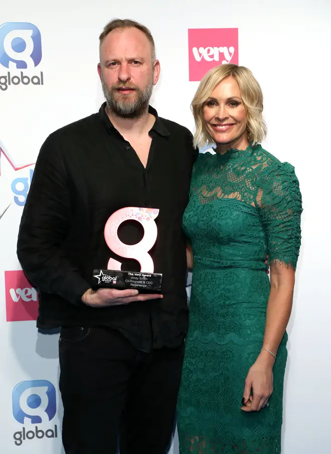 Jenni Falconer (right) with Andy Smith winner of The Very Award at The Global Awards 2020 with Very.co.uk at London's Eventim Apollo Hammersmith.