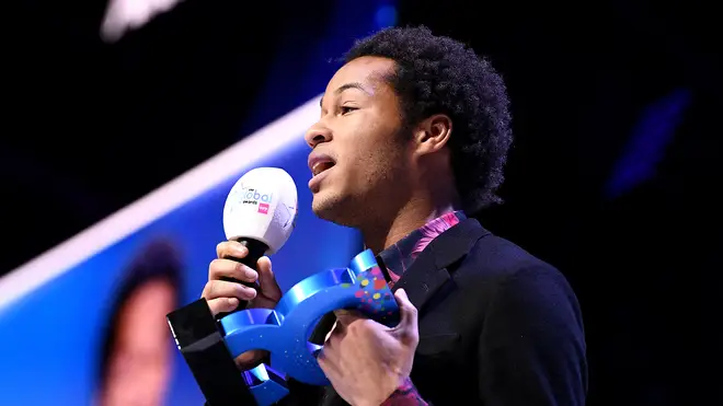 Sheku Kanneh-Mason wins the Best Classical Artist award on stage at the Global Awards 2020 with Very.co.uk at London's Eventim Apollo Hammersmith.