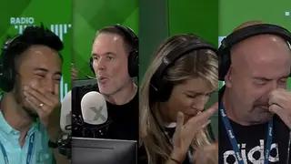 Chris and the team eat cat food live on-air