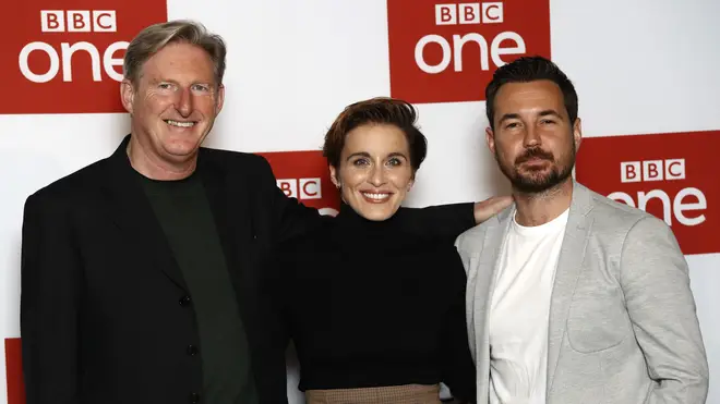 Adrian Dunbar, Vicky McClure and Martin Compston attend the "Line of Duty" photocall at BFI Southbank on March 18, 2019