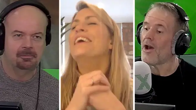 Dominic Byrne, Pippa Taylor and Chris Moyles call find callers for a sing-alone