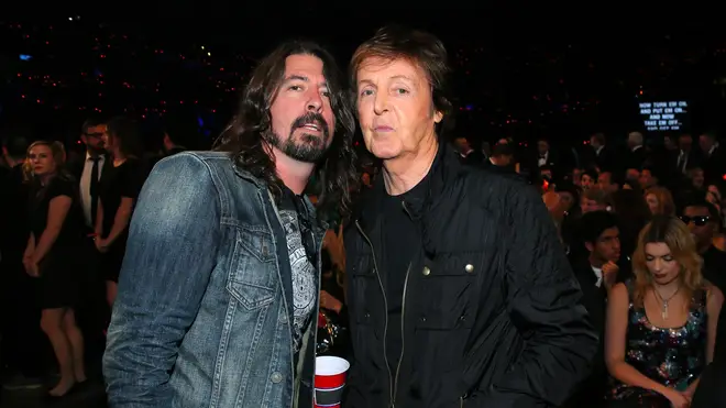 Dave Grohl and Paul McCartney at the The 57th Annual GRAMMY Awards - Backstage And Audience