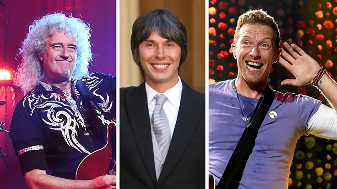 Queen's Brian May, Professor Dr. Brian Cox and Coldplay's Chris Martin