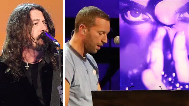 Foo Fighters Dave Grohl and Chris Martin at Let's Go Crazy The GRAMMY Salute to Prince