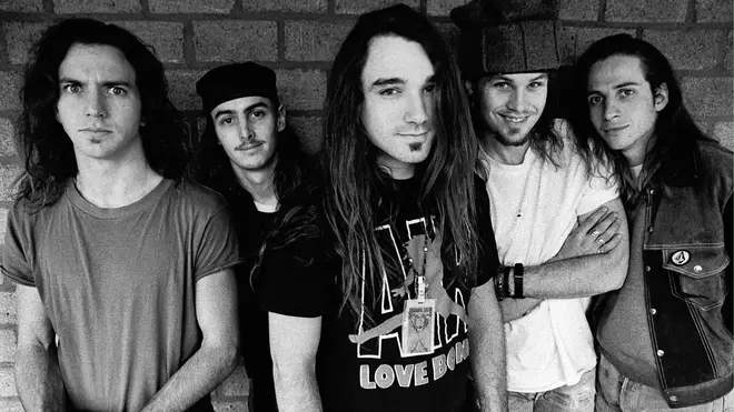 Pearl Jam in 1992: Eddie Vedder, Stone Gossard, Dave Abbruzzese, Jeff Ament and Mike McCready