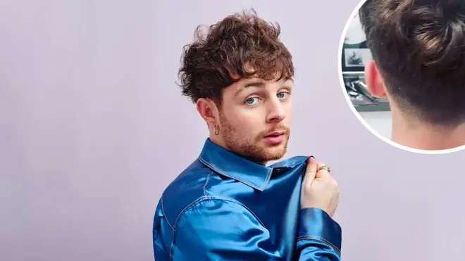 Tom Grennan with an image of his brother's freshly cut hair inset