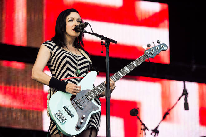 Nicole Fiorentino of the Smashing Pumpkins performs on the Other Stage at the 2013 Glastonbury Festival at Worthy Farm on June 29, 2013