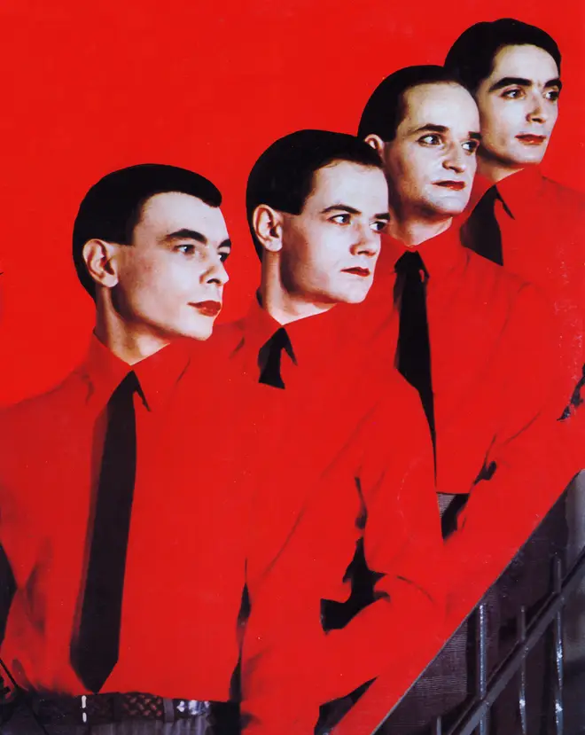 Kraftwerk line up for the Man Machine cover in 1978: Karl Bartos, Ralf Hutter, Florian Schneider and Wolfgang Flur