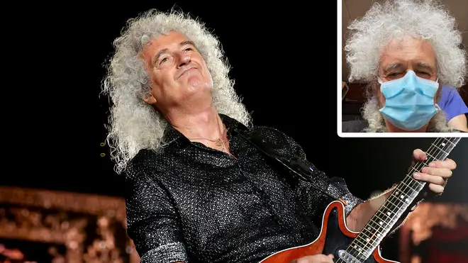 Queen's Brian May with image of himself visiting hospital