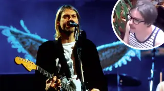 Late Nirvana frontman Kurt Cobain and Weezer's Rivers Cuomo inset