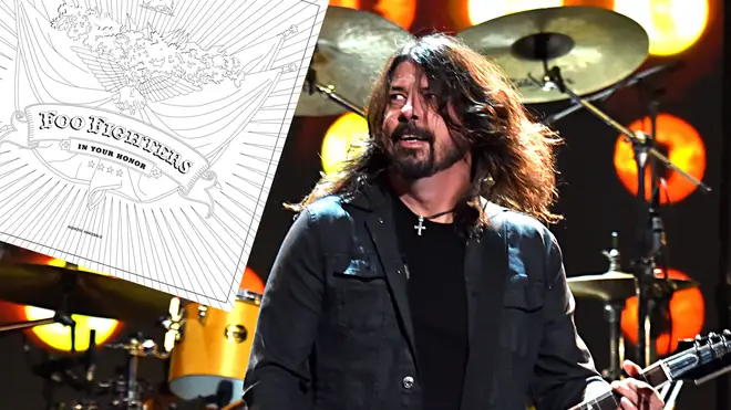 Foo Fighters frontman Dave Grohl with the band's In Your Honour album inset