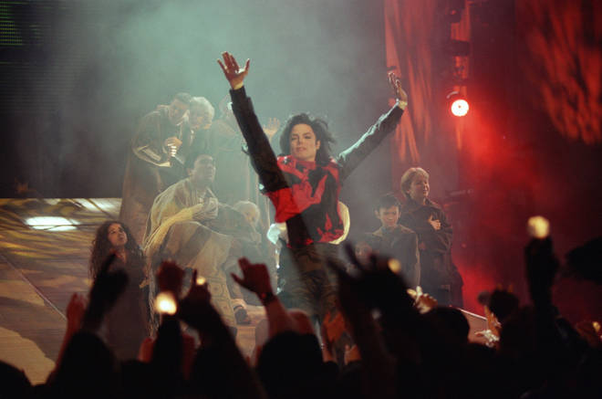 Michael Jackson performs on stage during The BRIT Awards 1996