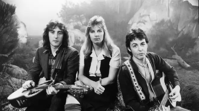Wings members Denny Laine, Linda McCartney and Paul McCartney