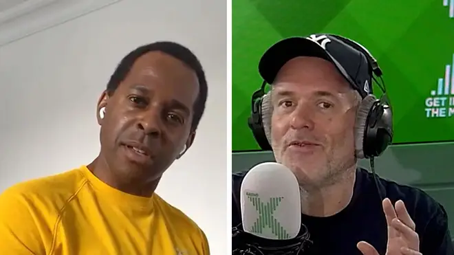 Andi Peters tries to read the news on The Chris-Moyles Show