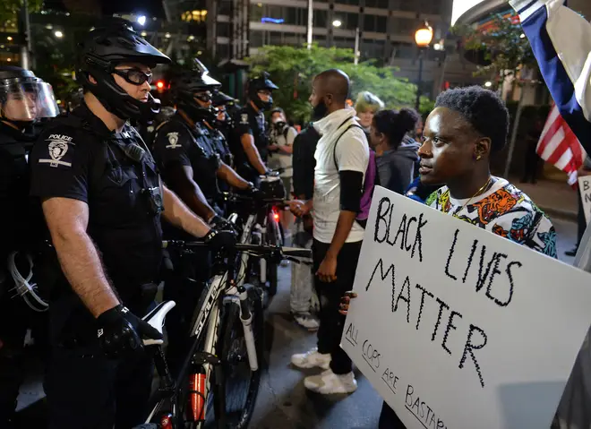 Following the death of George Floyd in Minneapolis, protest in downtown Charlotte in NC, United States on May 31, 2020