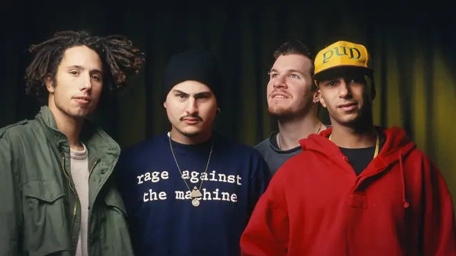 Rage Against The Machine's Zack De La Rocha, Tim Commerford, Brad Wilk and Tom Morello in 1993