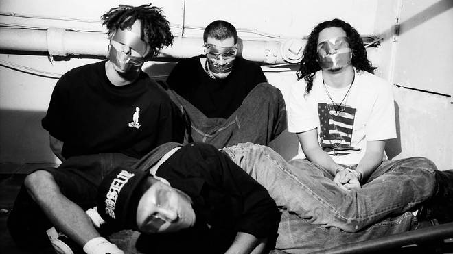 Rage Against the Machine in June 1992: ack de la Rocha, Tim Comerford and Brad Wilk, with Tom Morello in front