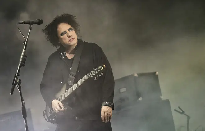 Robert Smith of The Cure performs on the Pyramid stage during day five of Glastonbury Festival 2019