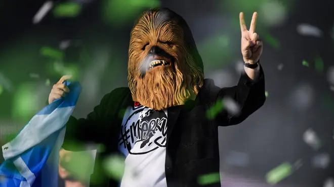 Lewis Capaldi wears Chewbacca mask at TRNSMT Festival 2019