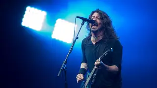 Dave Grohl performing with Foo Fighters at Glastonbury 2017