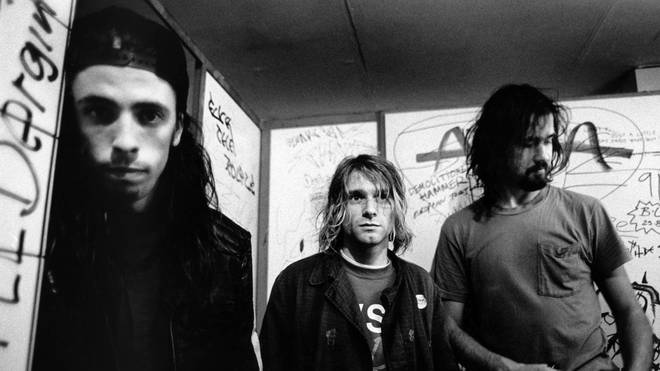 Nirvana's Dave Grohl, the late Kurt Cobain and Krist Novoselic in 1991