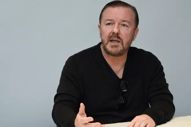 Ricky Gervais Portraits Ricky Gervais at the Hollywood Foreign Press Association press conference for "After Life" at The One Aldwych on March 01, 2020