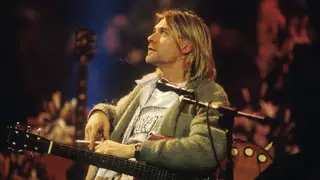 Nirvana's Kurt Cobain performs at Nirvana's 1993 MTV Unplugged gig