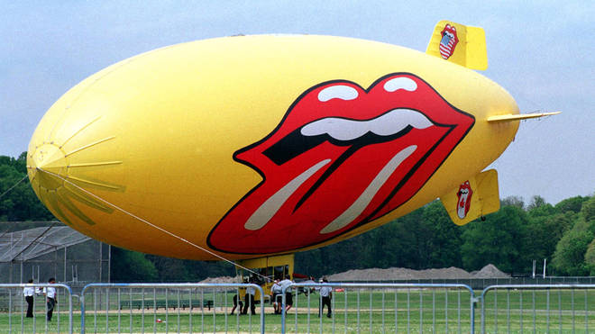 egendary rock group The Rolling Stones arrive in a blimp for a press conference at Van Cortlandt Park in the Bronx, New York City where they announced their World Tou